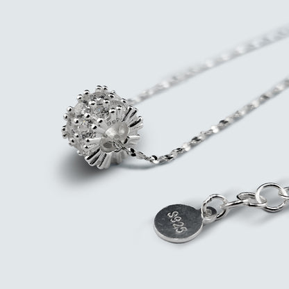 Pave Cylinder Sparkle Necklace in Sterling Silver