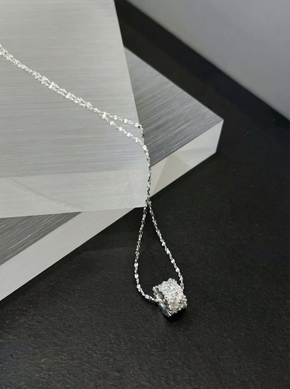 Pave Cylinder Sparkle Necklace in Sterling Silver