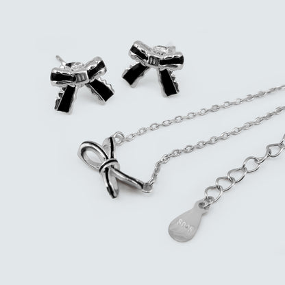 Noir Enamel Ribbon Necklace