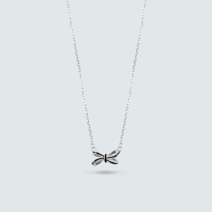 Noir Enamel Ribbon Necklace