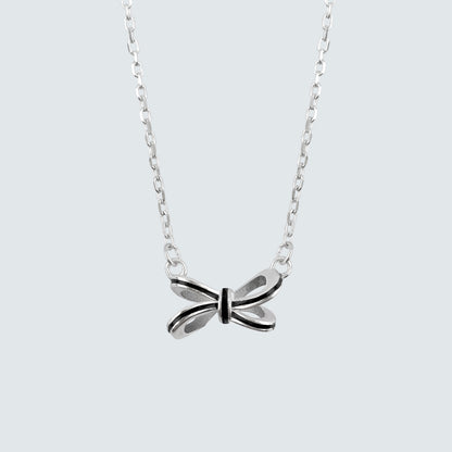 Noir Enamel Ribbon Necklace