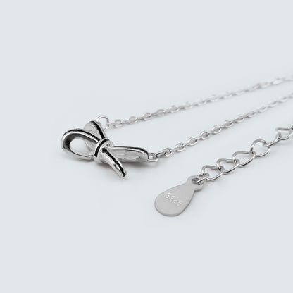 Noir Enamel Ribbon Necklace