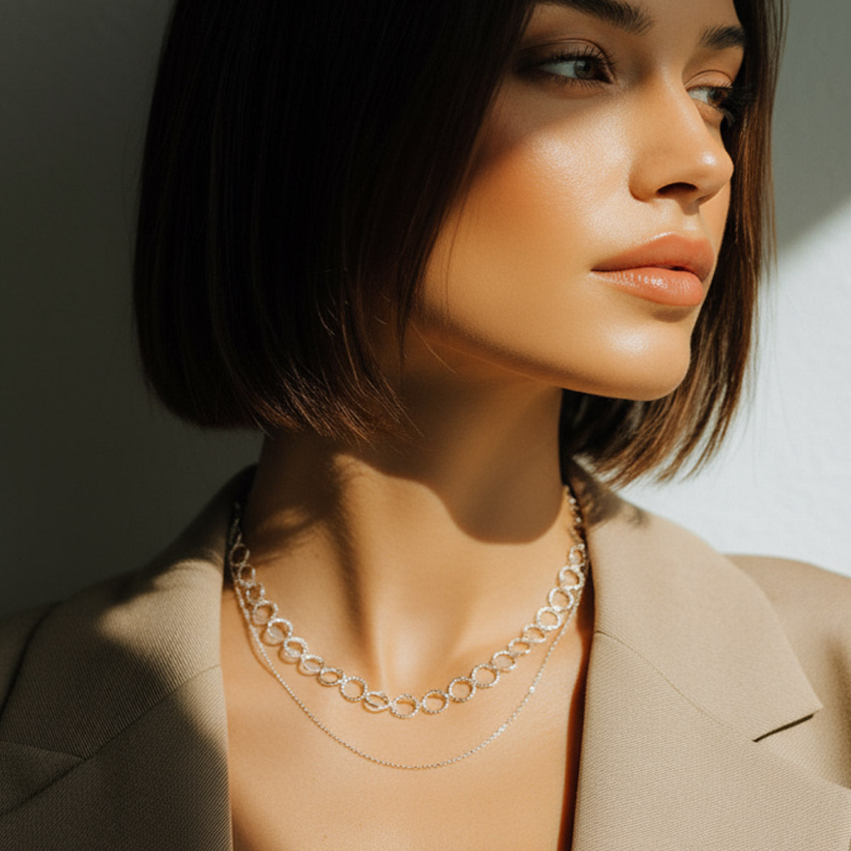 Linked Silver Circle Necklace