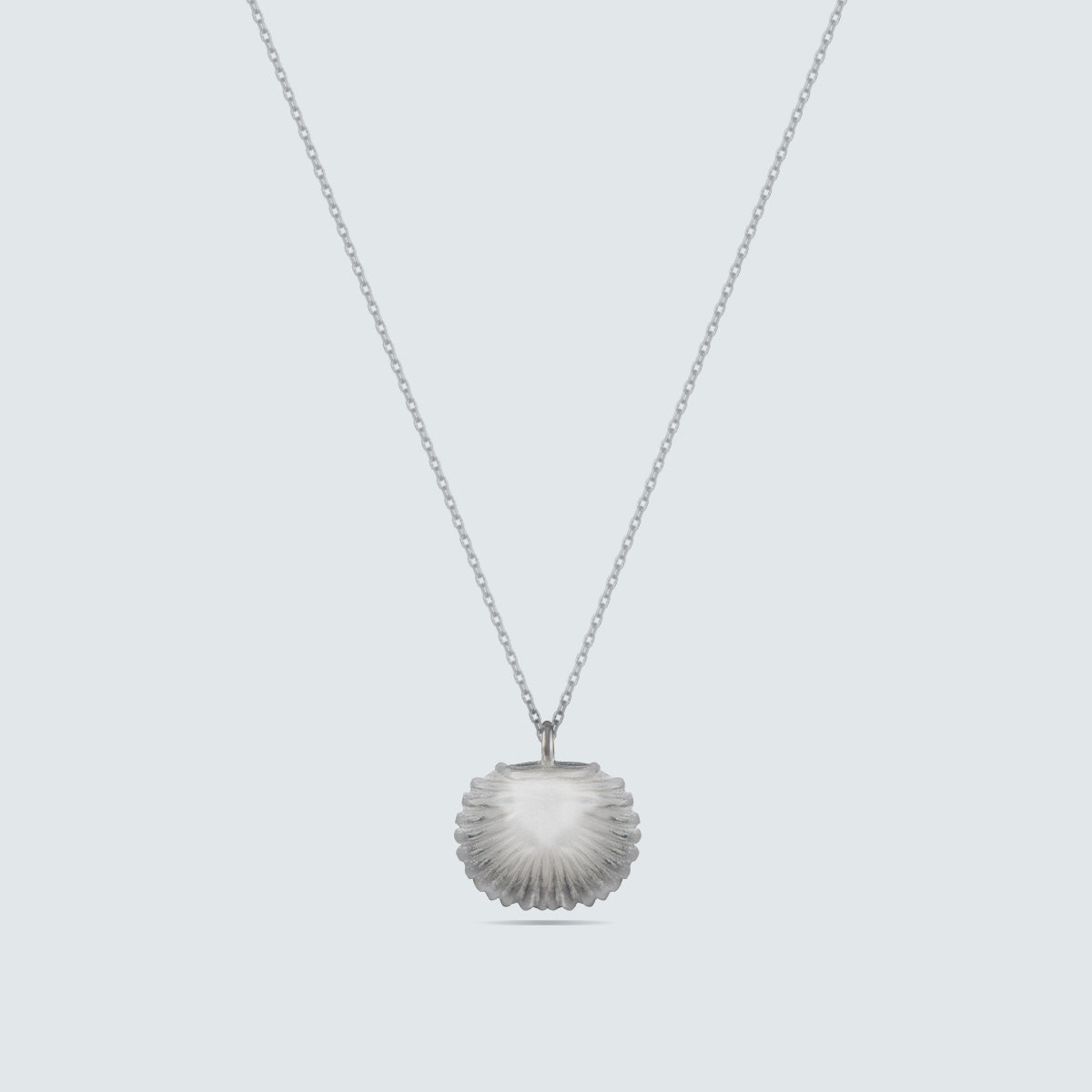 Silver Shell Pearl Pendant Necklace