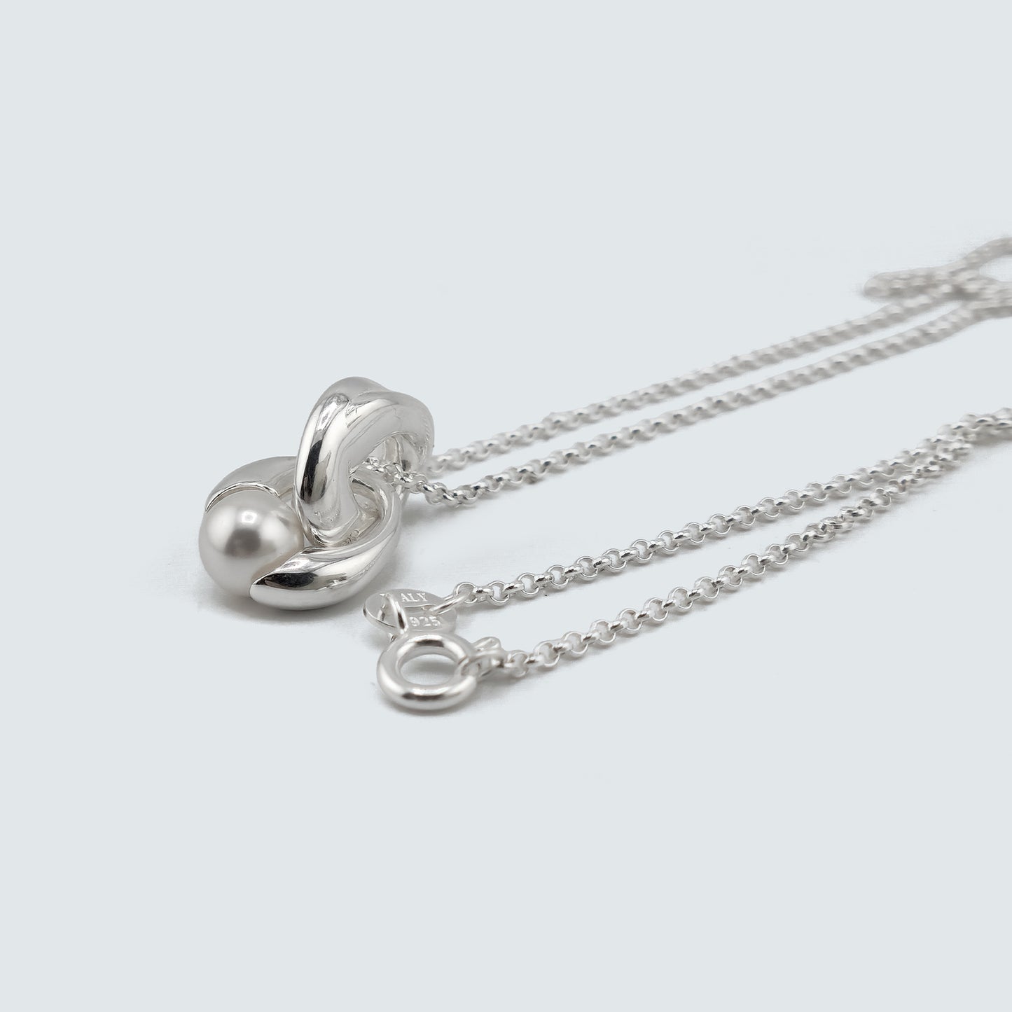 Silver Sculptural Pearl Loop Necklace