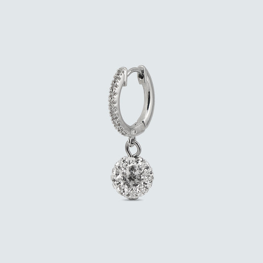 Swarovski Crystal Ball Drop Earrings – Silver Mini Hoop