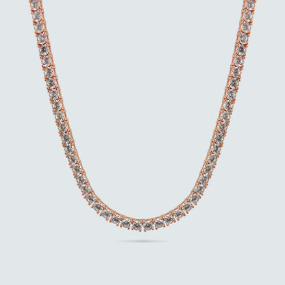 Belle Luxe Rose Tennis Necklace in Rose Tone Gold Coated Silver with Hand-Set Zirconia