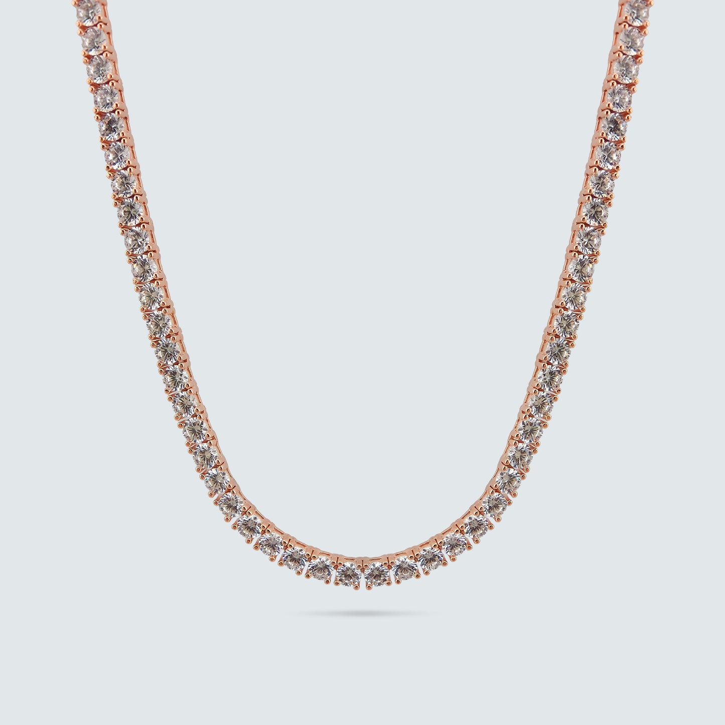 Belle Luxe Rose Tennis Necklace & Belle Éclat Drop Earrings – 18K Rose Gold Vermeil Jewelry Set