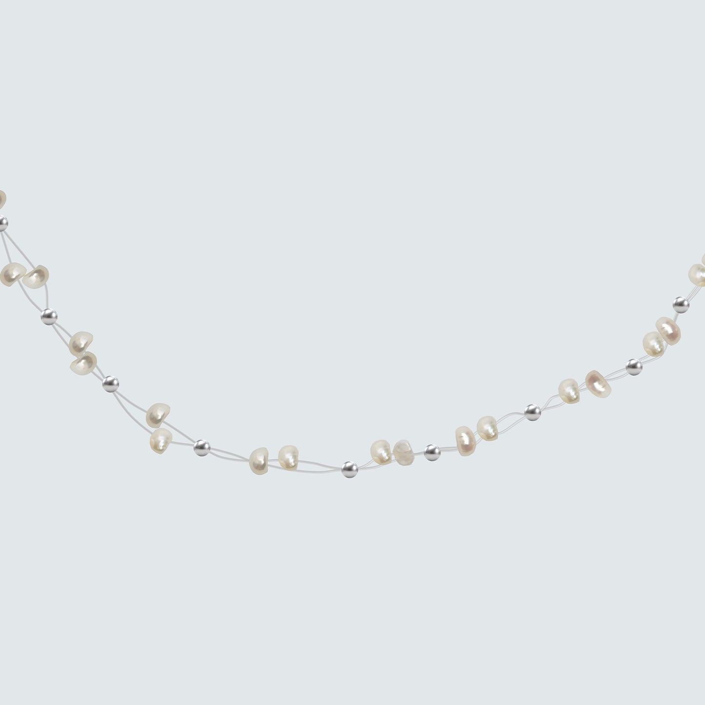 Swarovski Pearl & Silver Bead Line Necklace