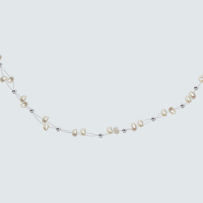 Swarovski Pearl & Silver Bead Line Necklace