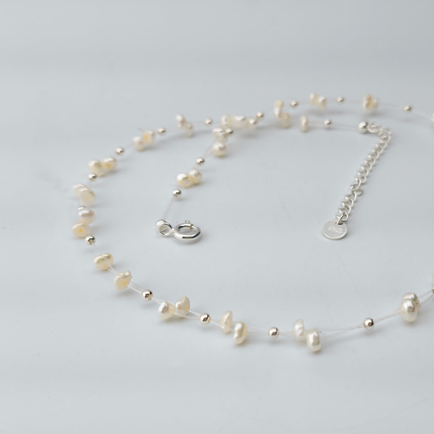 Swarovski Pearl & Silver Bead Line Necklace