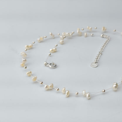 Swarovski Pearl & Silver Bead Line Necklace