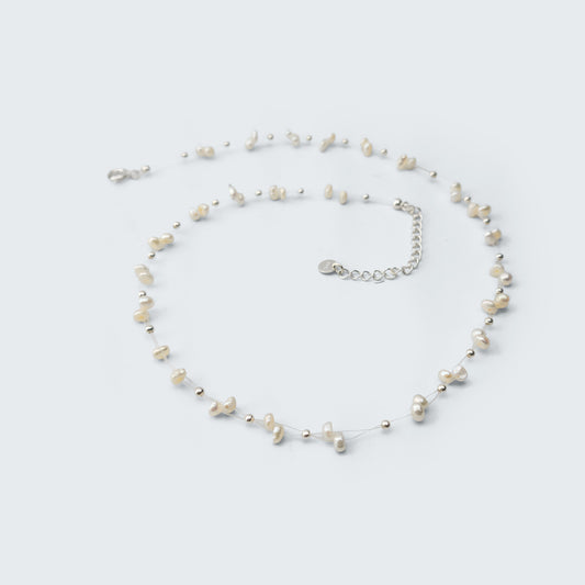 Swarovski Pearl & Silver Bead Line Necklace