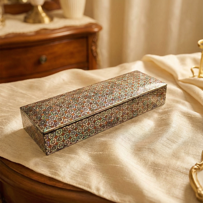 JAGAE Korean Mother-of-Pearl Long Box – Floral Tile Pen & Jewelry Case