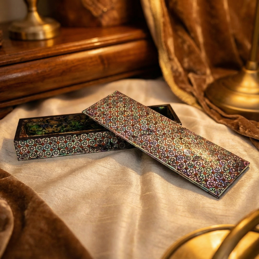 JAGAE Korean Mother-of-Pearl Long Box – Floral Tile Pen & Jewelry Case