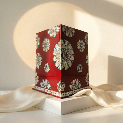 Jagae Mother-of-Pearl Floral Pen & Brush Holder – Burgundy