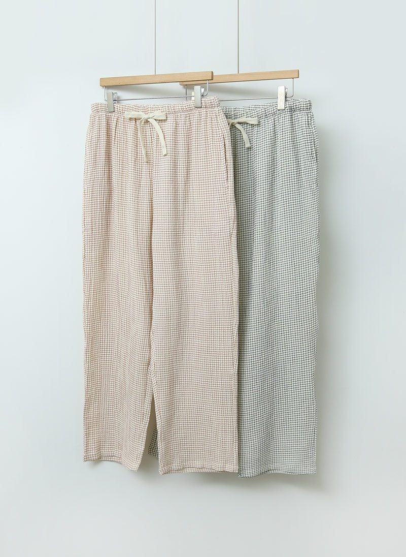 Serenity Check Gauze Robe & Pants Loungewear Set – Cinnamon Check