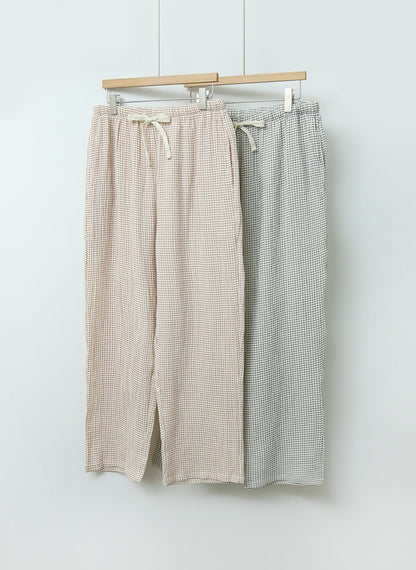 Serenity Check Gauze Robe & Pants Loungewear Set – Cinnamon Check