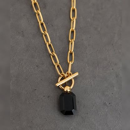 COCO3 Emerald Cut Swarovski Crystal Toggle Necklace