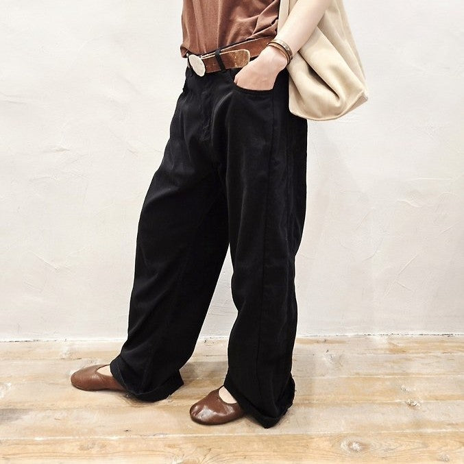 Blanc Soft Cotton Wide-Leg Pants with Center Seam