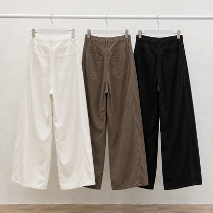 Blanc Soft Cotton Wide-Leg Pants with Center Seam