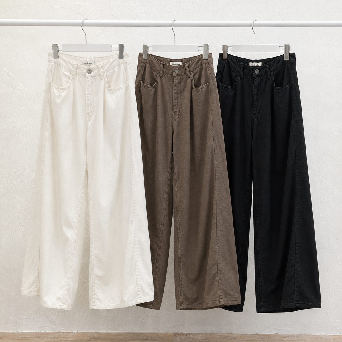 Blanc Soft Cotton Wide-Leg Pants with Center Seam
