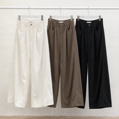 Blanc Soft Cotton Wide-Leg Pants with Center Seam