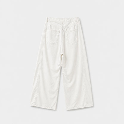 Blanc Soft Cotton Wide-Leg Pants with Center Seam
