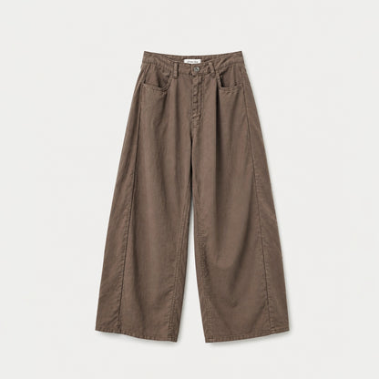 Blanc Soft Cotton Wide-Leg Pants with Center Seam