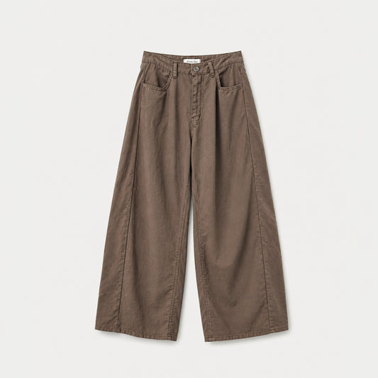 Blanc Soft Cotton Wide-Leg Pants with Center Seam
