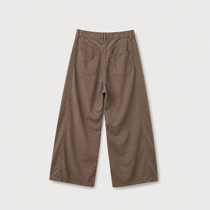 Blanc Soft Cotton Wide-Leg Pants with Center Seam