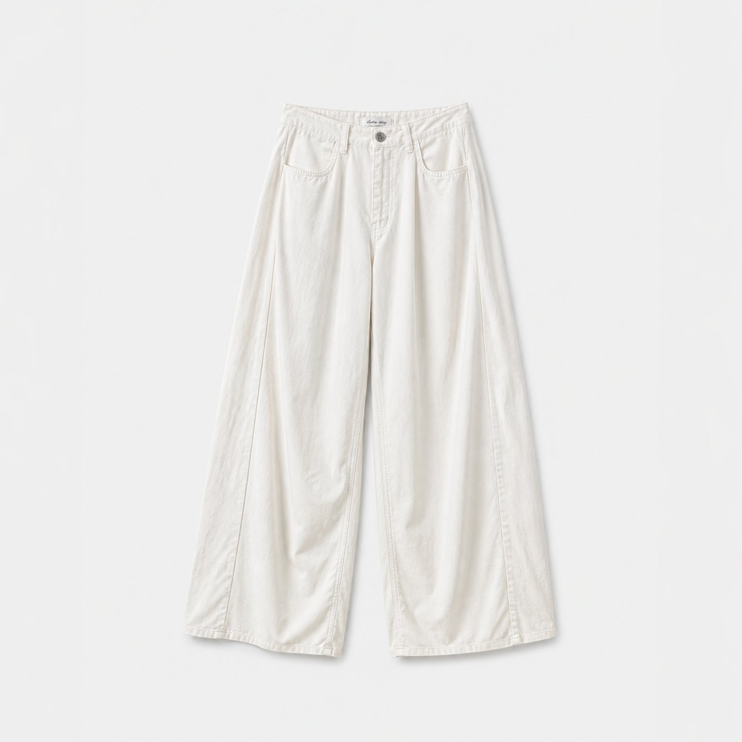 Blanc Soft Cotton Wide-Leg Pants with Center Seam