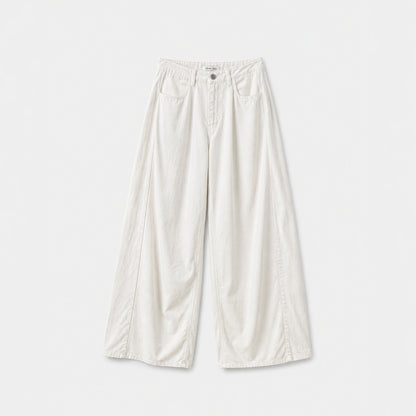 Blanc Soft Cotton Wide-Leg Pants with Center Seam