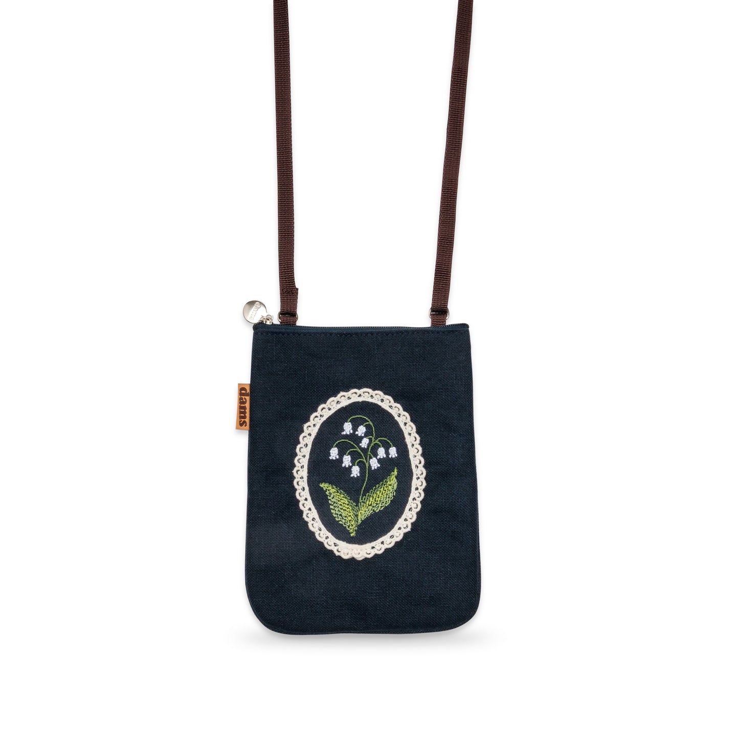 Lily Embroidery Phone Bag – Handmade Floral Crossbody
