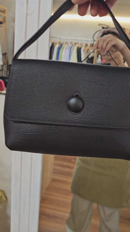 LUNE Button Flap Cowhide Mini Bag