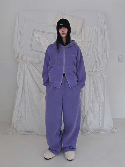 Women’s Fleece-Lined Zip-Up Setwear –  Soft Purple