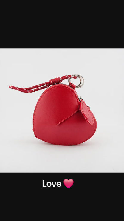 Cowhide Leather Heart Mini Pouch