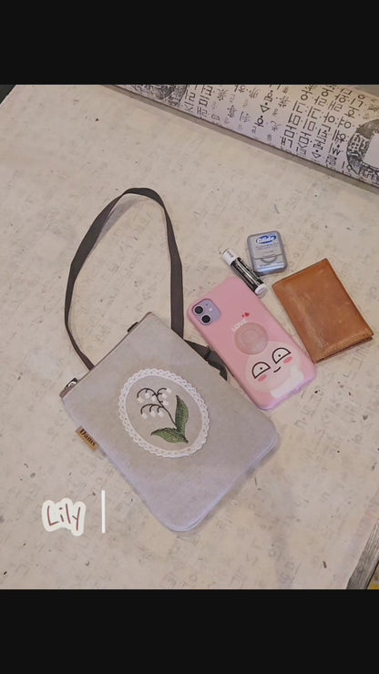 Lily Embroidery Phone Bag – Handmade Floral Crossbody