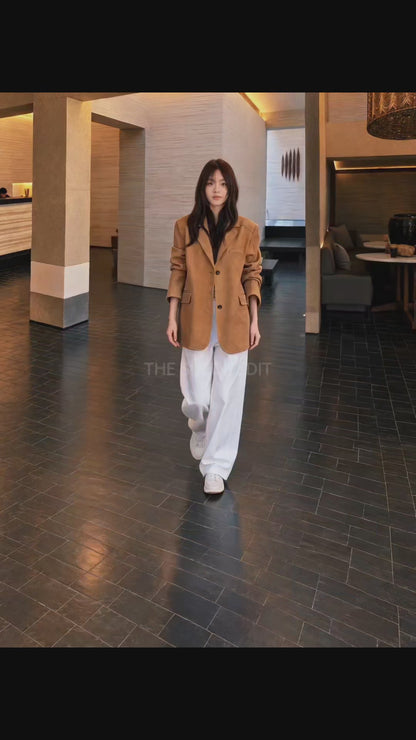 Suede Relaxed Blazer Jacket - Women One Size