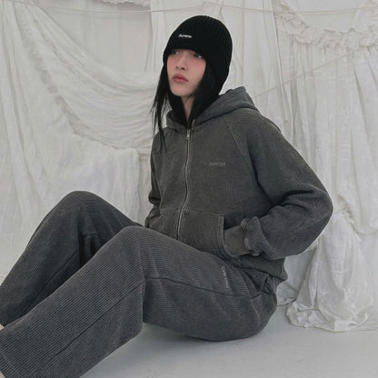 Women’s Fleece-Lined Zip-Up Setwear – Charcoal