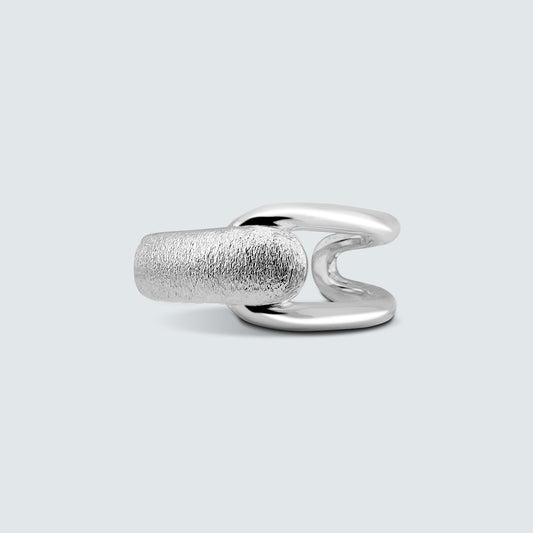 Dual Texture Silver Ring