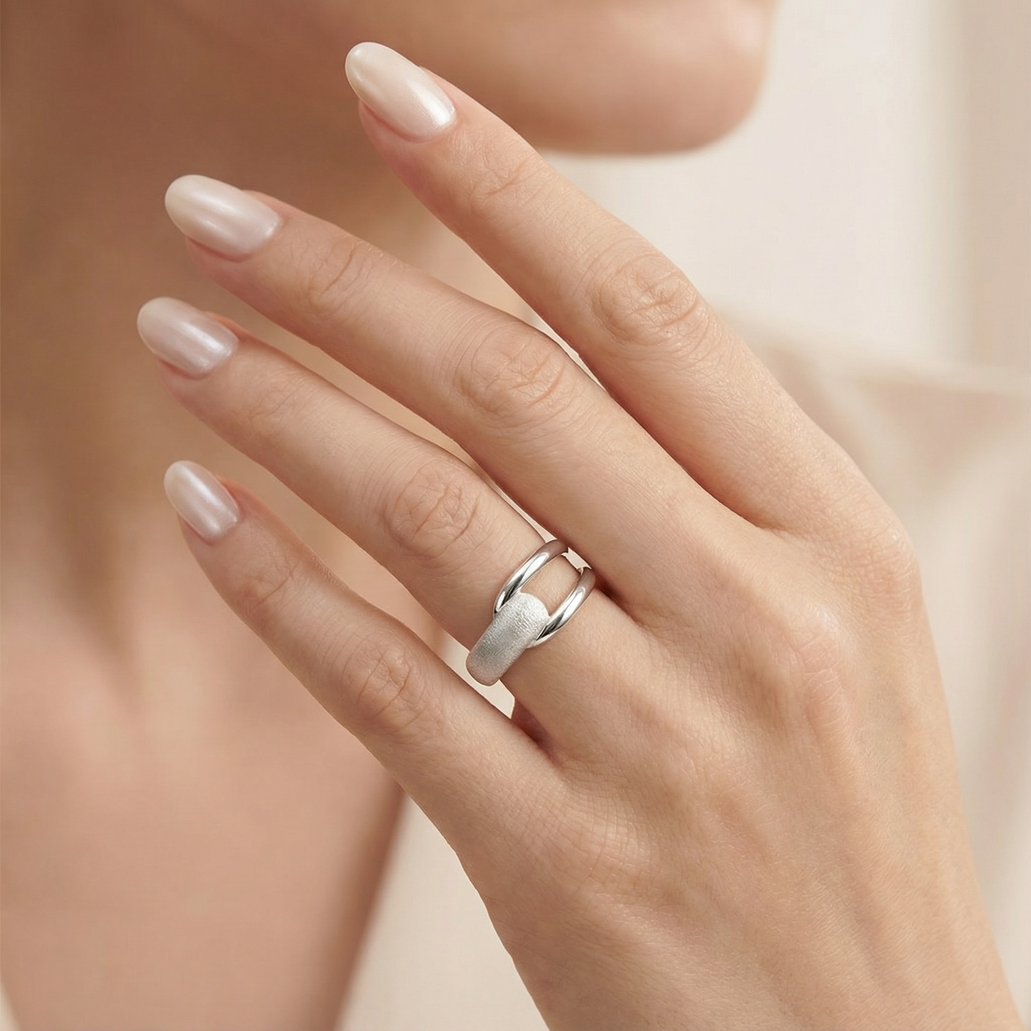 Dual Texture Silver Ring