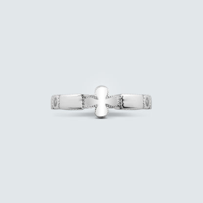 Cross Edge Silver Ring