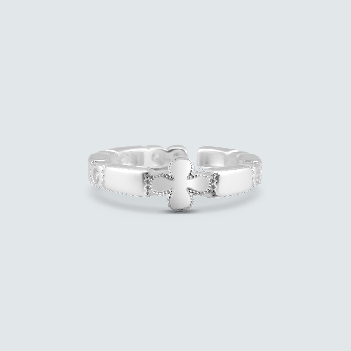 Cross Edge Silver Ring