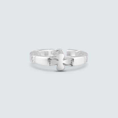 Cross Edge Silver Ring