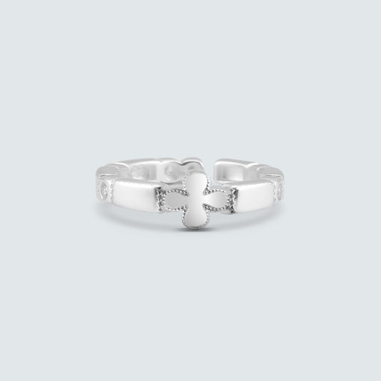 Cross Edge Silver Ring