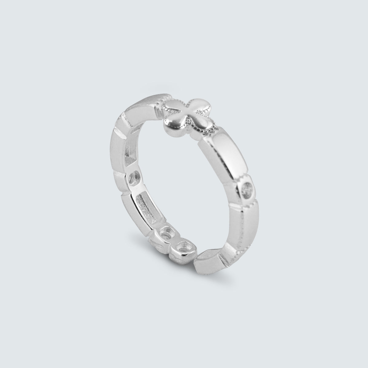 Cross Edge Silver Ring