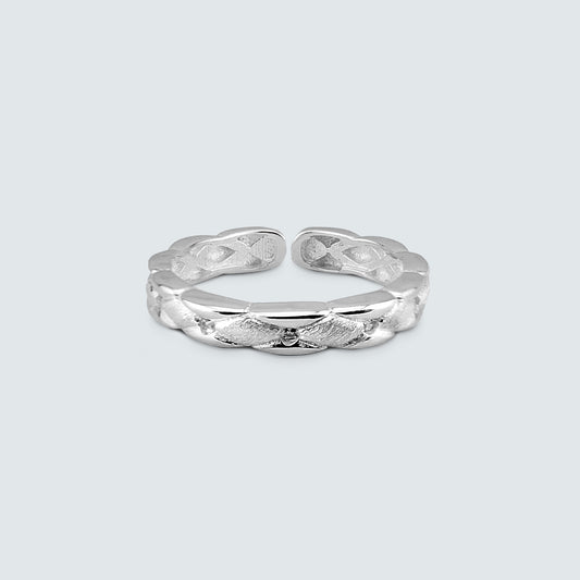 Quilted Band Silver Ring
