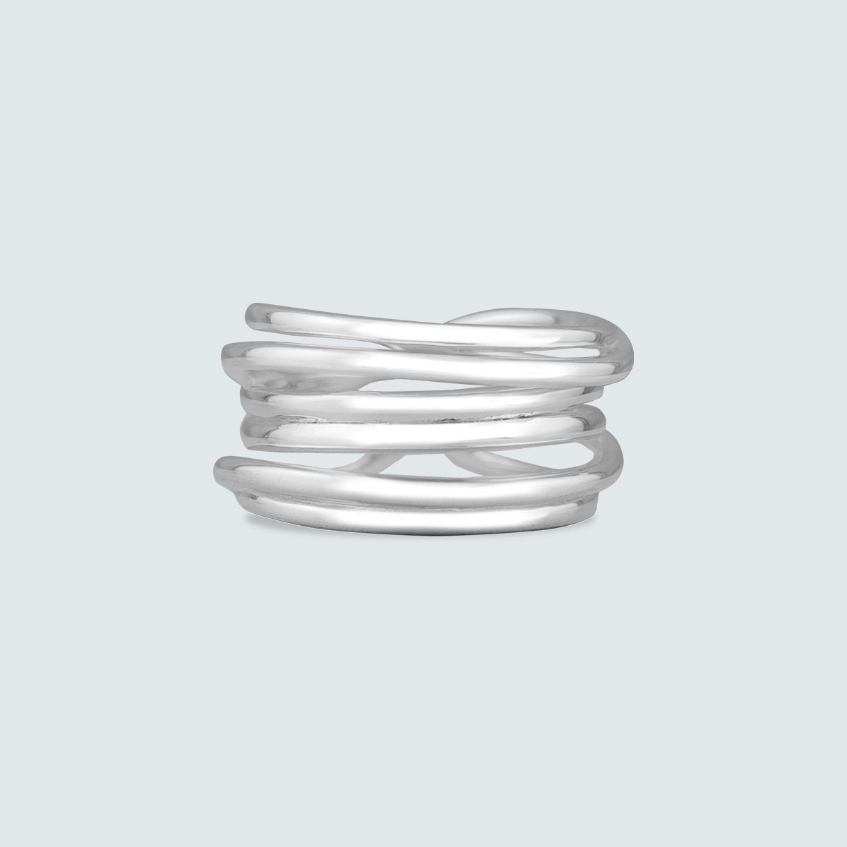 Sculpted Coil Curve Silver Ring