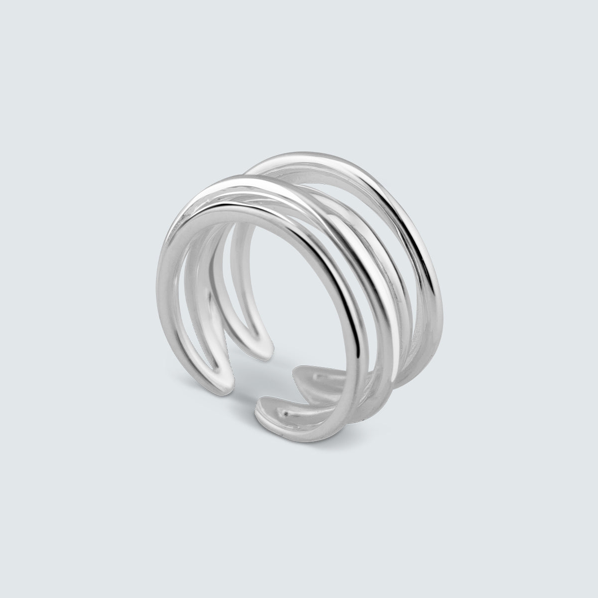 Sculpted Coil Curve Silver Ring